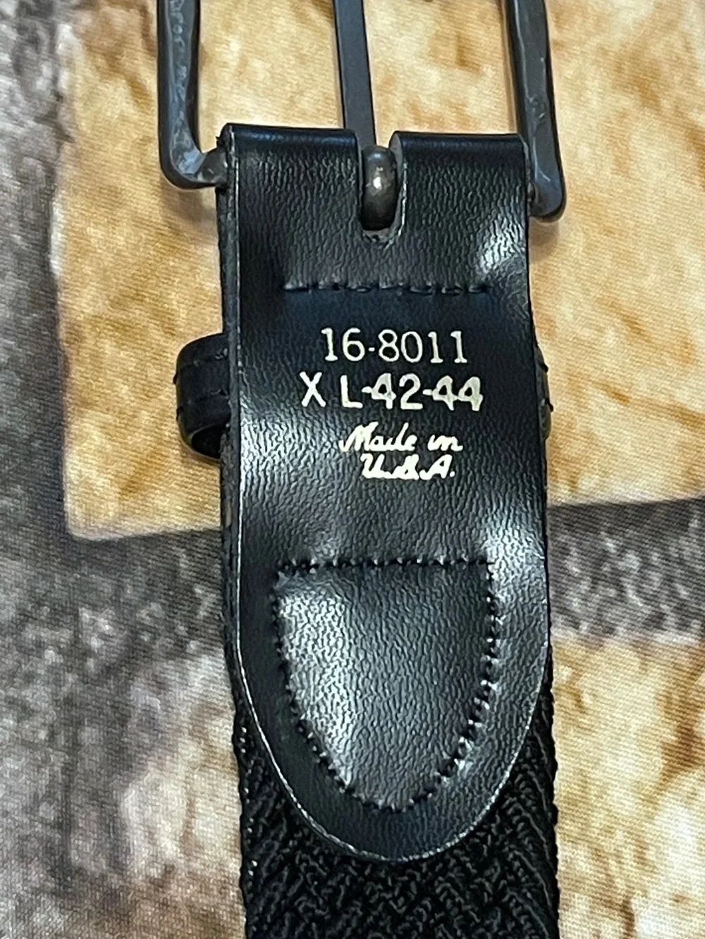 Leather Elastic Braided Woven Stretch Belt Two Tone Buckle Black Size XL 42-44